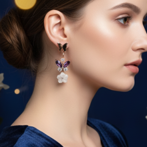 Pearl Flower Earrings, ٍSilver - Image 1