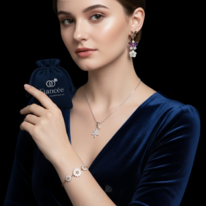 Pearl Flower Earrings, ٍSilver - Image 2