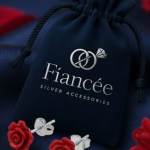 Red Rose Silver Earrings - Image 2