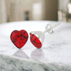 Red Stone Silver Earrings - Image 1