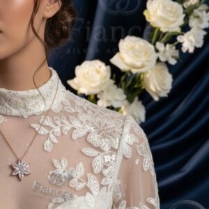 Silver Lotus Flower Stone Pendant - Image 2