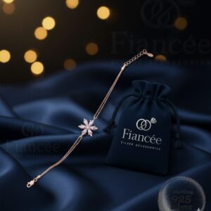 Pink Flower Silver Bracelet - Image 1