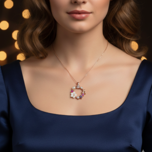 Rose Ring gold silver Necklace - Image 1