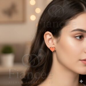 Orange Silver Earrings - Image 1