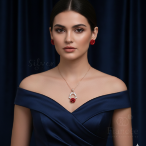 Red Rose Silver Necklace - Image 2