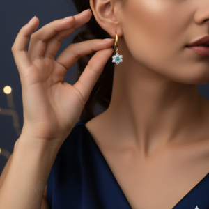 White Petal Silver Earrings - Image 2